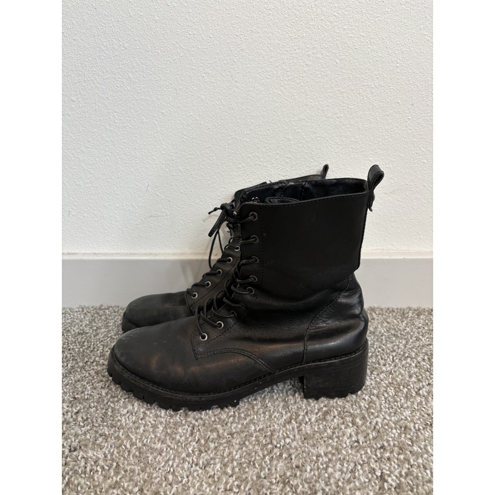 Schutz Combat Boots Womens 9B Black Leather‎ Matte Lace Up Casual